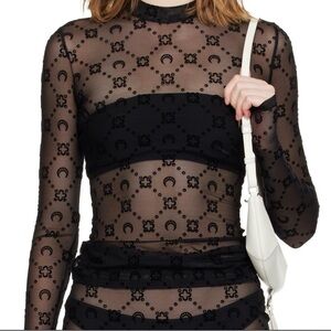 Marine Serre Black Sheer Long Sleeve Top